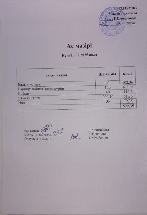 Күндік ас мәзірі