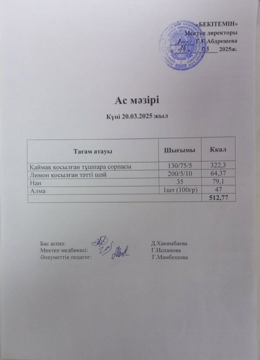 Күндік ас мәзірі