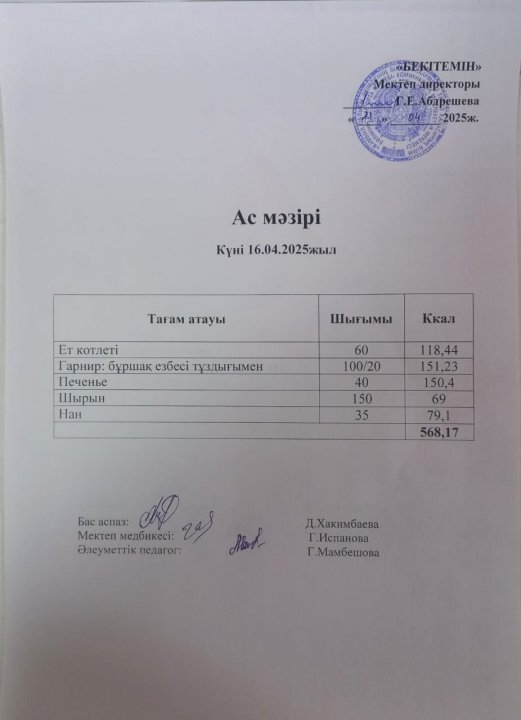 Күндік ас мәзірі