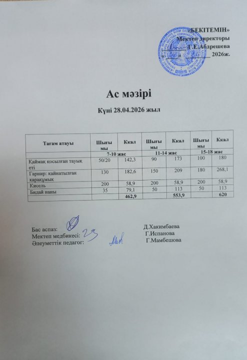 Күндік ас мәзірі