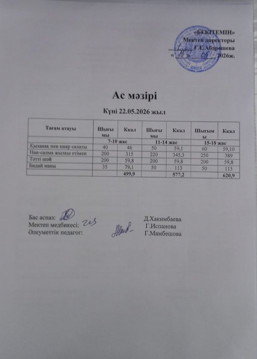 Күндік ас мәзірі